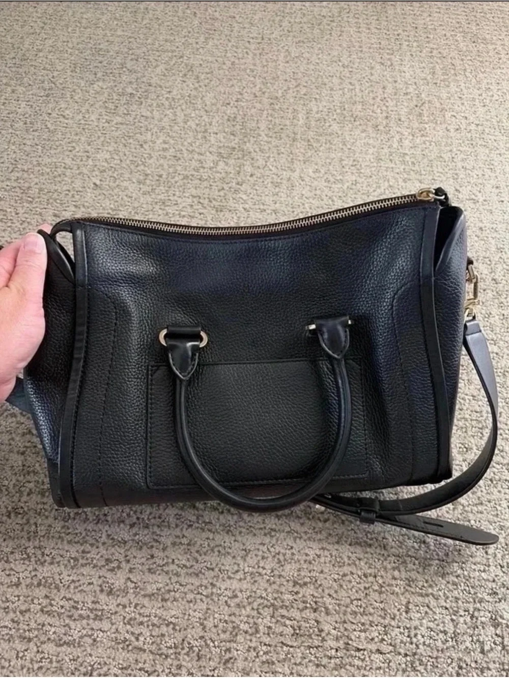 Michael Kors Black Genuine Pebbled Leather Satchel Shoulder Bag